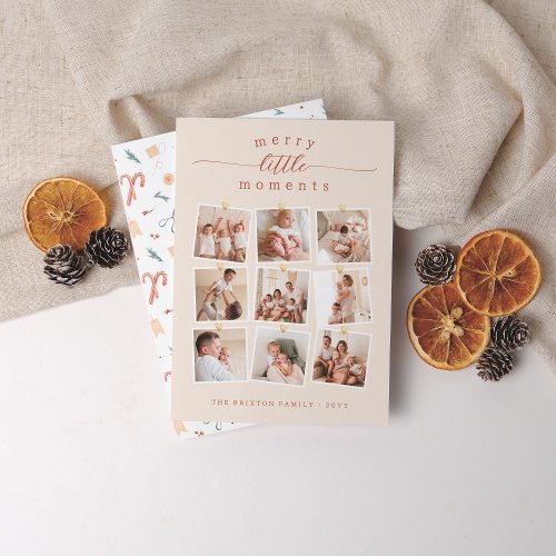 Merry Little Moments 9 Photo Collage Christmas Holiday Card