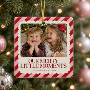 Merry Little Moments Red Christmas Photo Ornament