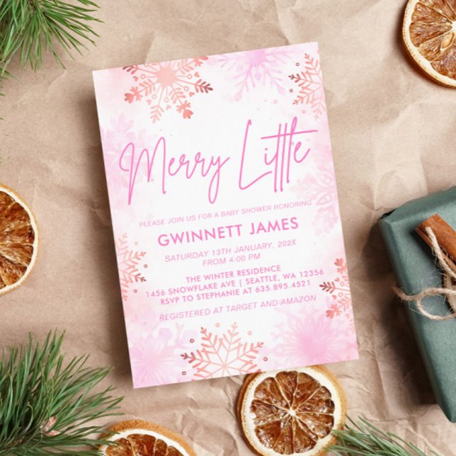 Merry Little Pink Baby Shower Invitation (Creator Uploaded)
