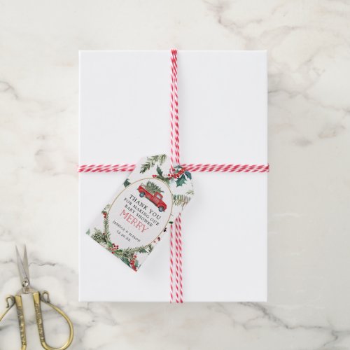 Merry Little Red Truck Baby Shower Favor Tag