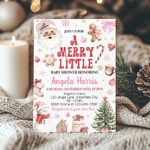 Merry Little Retro Christmas Santa Baby Shower Invitation