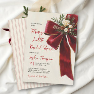 Merry Little Vintage Bow Christmas Bridal Shower Invitation