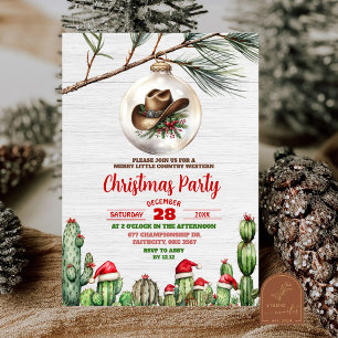 Merry Little Western Cowboy Christmas Party Invitation