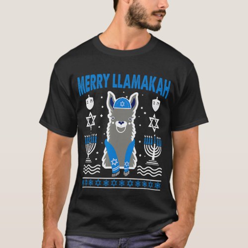 Merry Llamakah Llama Chanukah Hanukkah Jewish Holi T-Shirt