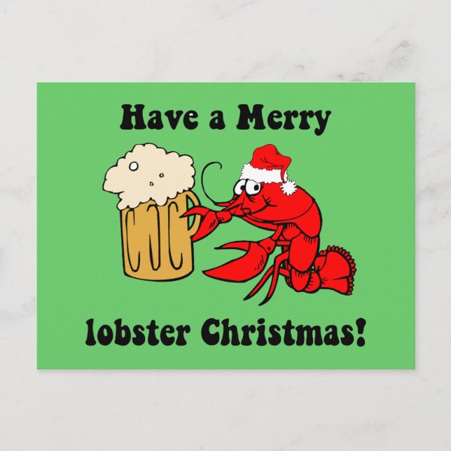 Merry lobster Christmas Holiday Postcard (Front)
