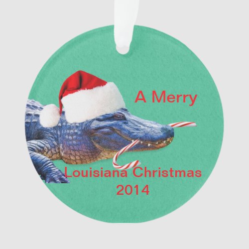 Merry Louisiana Christmas with Alligator Ornament