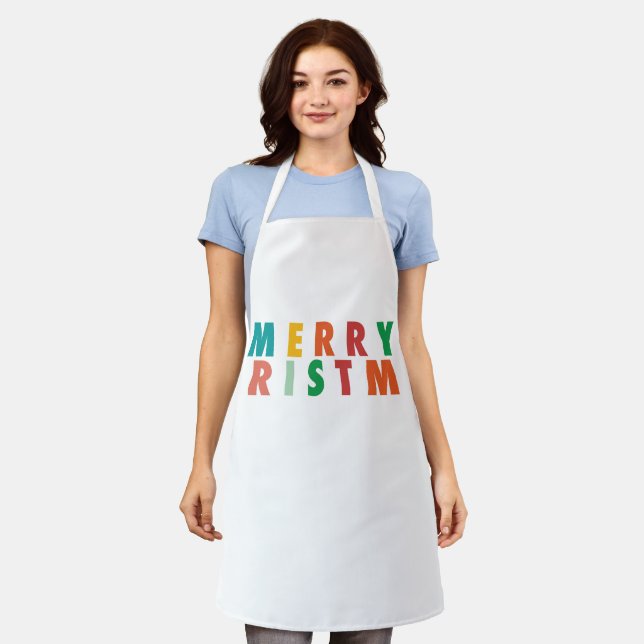 MERRY LOVE JOY | COLORFUL CHRISTMAS APRON (Worn)