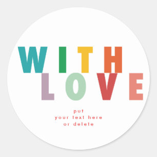MERRY LOVE JOY   COLORFUL CHRISTMAS CLASSIC ROUND STICKER