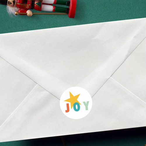 MERRY LOVE JOY  COLORFUL CHRISTMAS CLASSIC ROUND STICKER