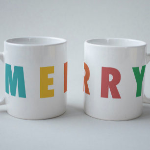 MERRY LOVE JOY   COLORFUL CHRISTMAS COFFEE MUG