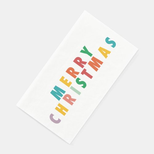 MERRY LOVE JOY  COLORFUL CHRISTMAS PAPER GUEST TOWELS