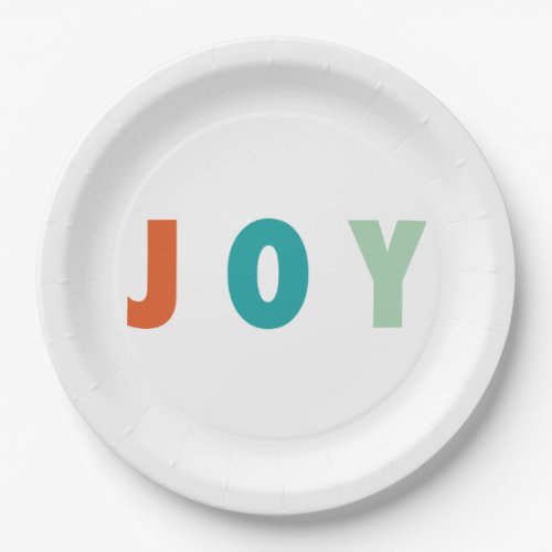 MERRY LOVE JOY  COLORFUL CHRISTMAS PAPER PLATES