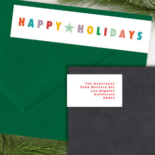 MERRY LOVE JOY   COLORFUL CHRISTMAS WRAP AROUND LABEL