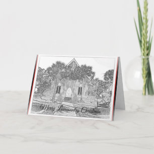 Merry Lowcountry Christmas Bluffton Church Sketch Holiday Card