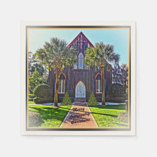 Merry Lowcountry Christmas Bluffton SC Church  Napkins