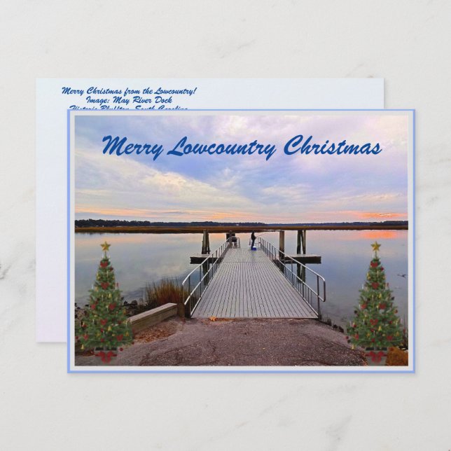 Merry Lowcountry Christmas Bluffton South Carolina Holiday Postcard (Front/Back)