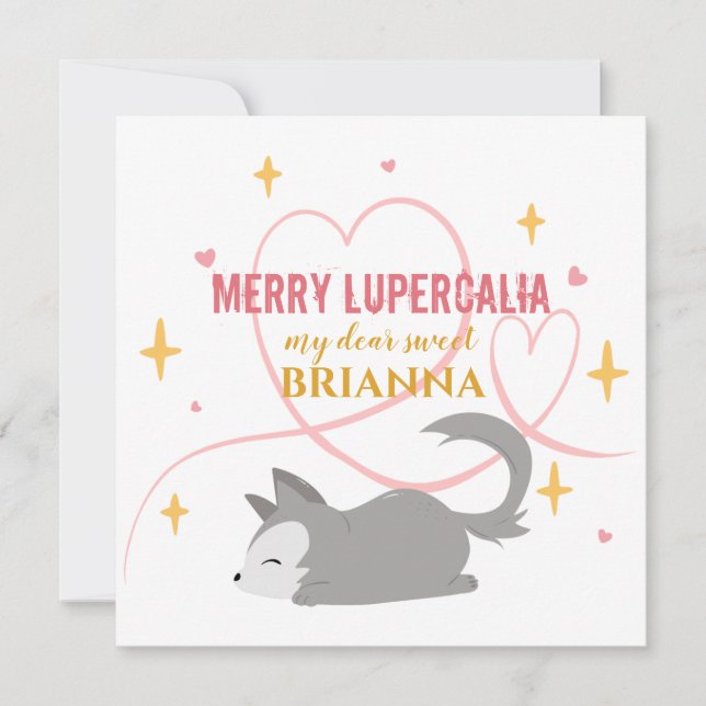 Merry Lupercalia Sleepy Baby Wolf Pagan Kids Holiday Card (Front)