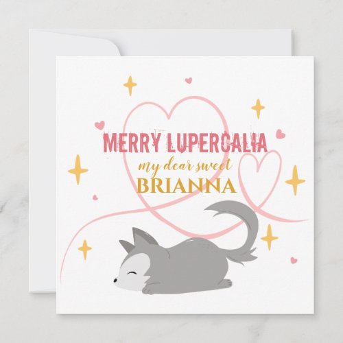 Merry Lupercalia Sleepy Baby Wolf Pagan Kids Holiday Card