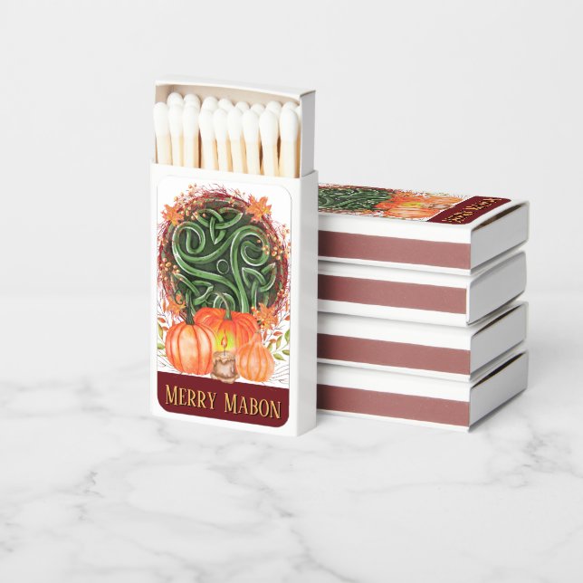 Merry Mabon Celtic Triskelion Fall Pumpkins Matchboxes (Stacked)