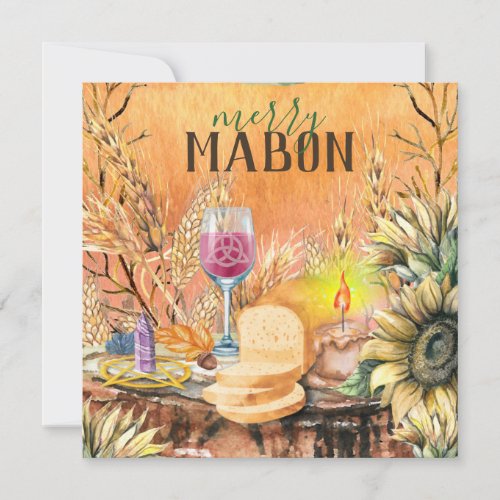 Merry Mabon Fall Equinox Celtic Wicca Altar Holiday Card