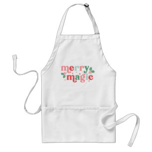 Merry Magic - Colorful Holiday Typography Adult Apron