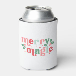 Merry Magic - Colorful Holiday Typography Can Cooler