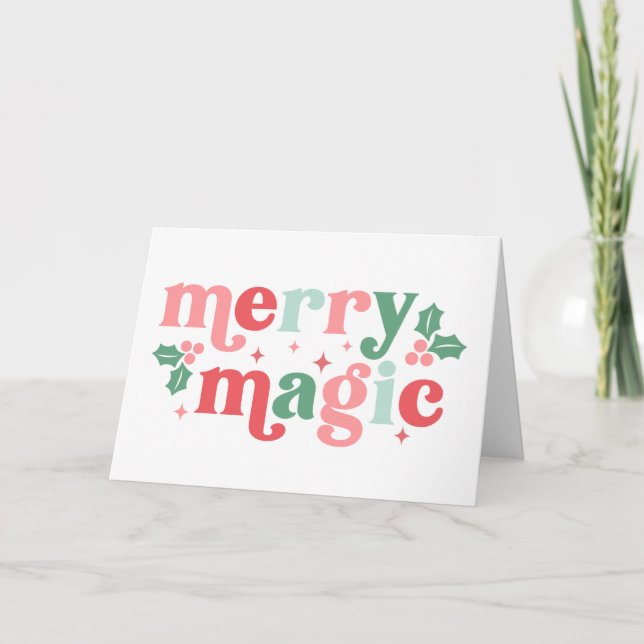 Merry Magic - Colorful Holiday Typography Card (Front)