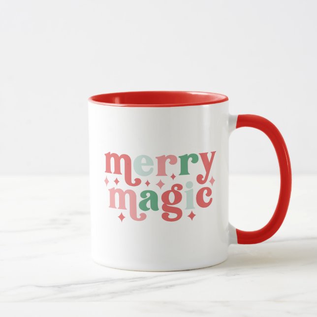 Merry Magic - Colorful Holiday Typography Mug (Right)