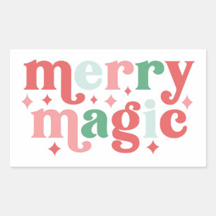 Merry Magic - Colorful Holiday Typography Rectangular Sticker