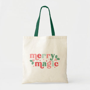 Merry Magic - Colorful Holiday Typography Tote Bag