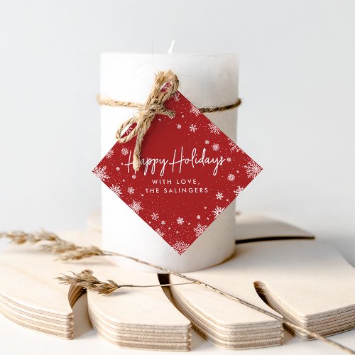 Merry Magic  Red  White Snowflake Holiday Favor Tags