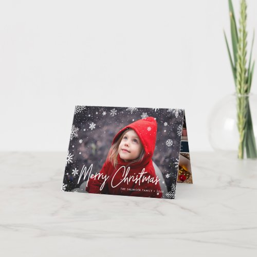 Merry Magic  Snowflake Overlay Photo Christmas Holiday Card