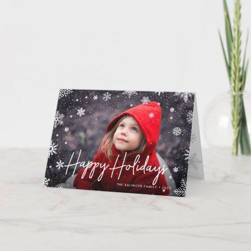 Merry Magic  Snowflake Overlay Photo Holiday Card