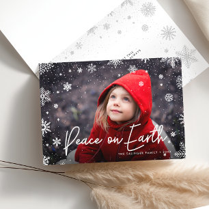 Merry Magic Snowflake Overlay Photo Holiday Card