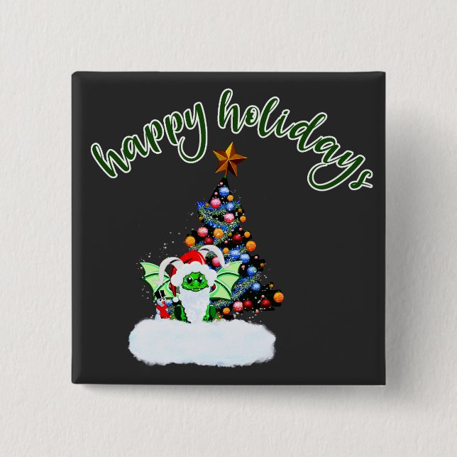 Merry & Magical Christmas with a Dragon Twist Button (Front)