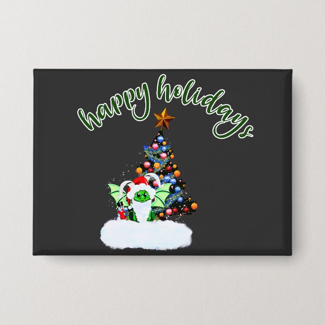 Merry & Magical Christmas with a Dragon Twist Button (Front)