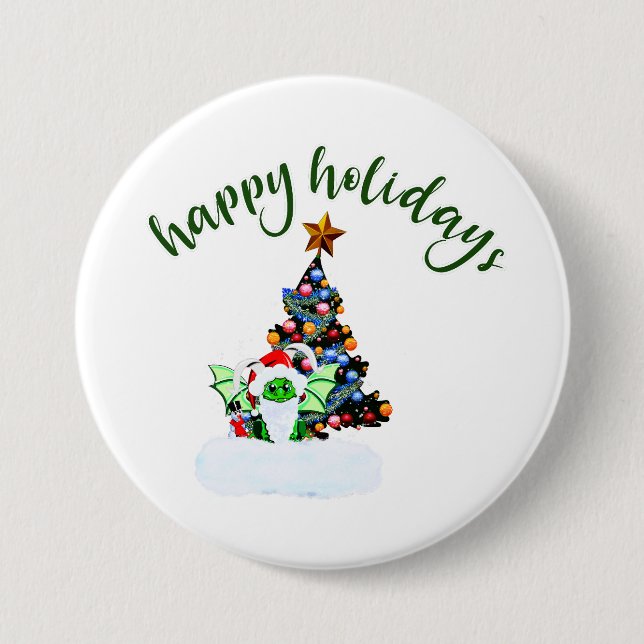 Merry & Magical Christmas with a Dragon Twist Button (Front)