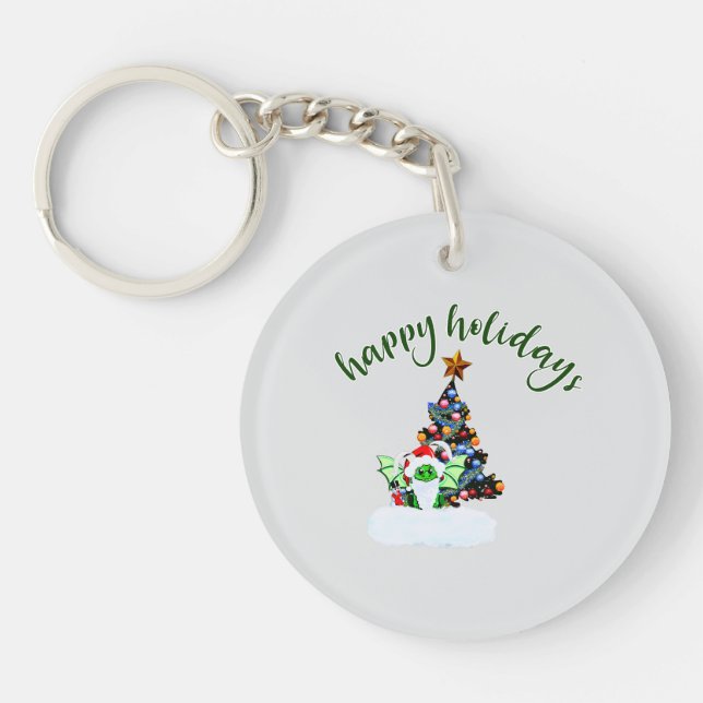 Merry & Magical Christmas with a Dragon Twist Keychain (Front)