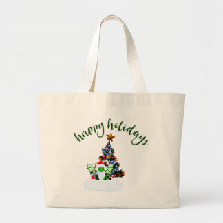 Merry & Magical Christmas with a Dragon Twist Large Tote Bag