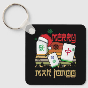 Merry Mah Jongg Snowy Christmas Fun-Chinese Jewish Keychain