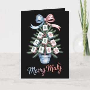 Merry Mahj Christmas Mahjong Tiles Xmas Tree Bow Card