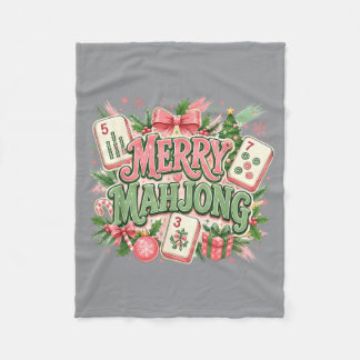 Merry Mahjong Chinoiserie Christmas Tree Xmas Fleece Blanket