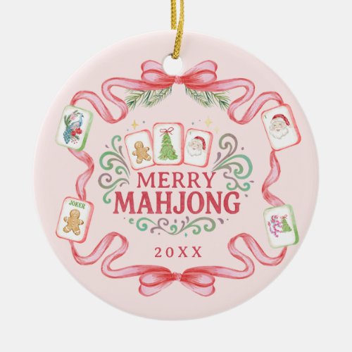 Merry Mahjong | Christmas Ceramic Ornament