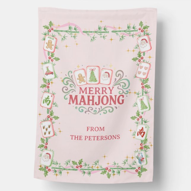 Merry Mahjong | Christmas House Flag (Front)