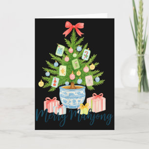 Merry Mahjong Christmas Tree Chinoiserie Holiday Card