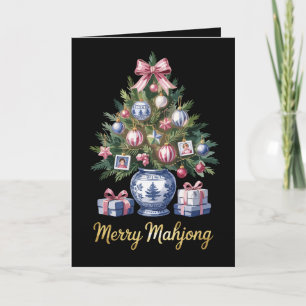 Merry Mahjong Christmas Tree Holiday Vase Xmas Card