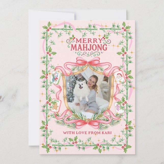 Merry Mahjong Photo Holiday Card (Front)