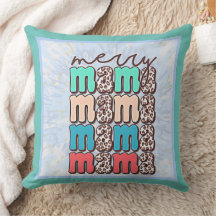 Merry Mama Fun Faux Leopard Mom Retro Throw Pillow