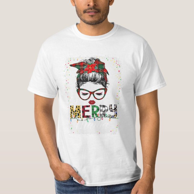 Merry Mama Messy Bun T-Shirt (Front)
