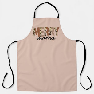 "Merry Mama" Modern Color Block Leopard Boho Apron